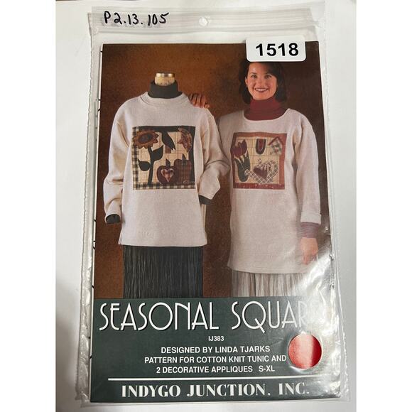 NEW Indygo Junction-Seasonal Squares Tunic Appliques Pattern & Instructions - Picture 1 of 2